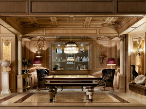 MONTECARLO - Oak boiserie with integrated lighting _ Martini Interiors